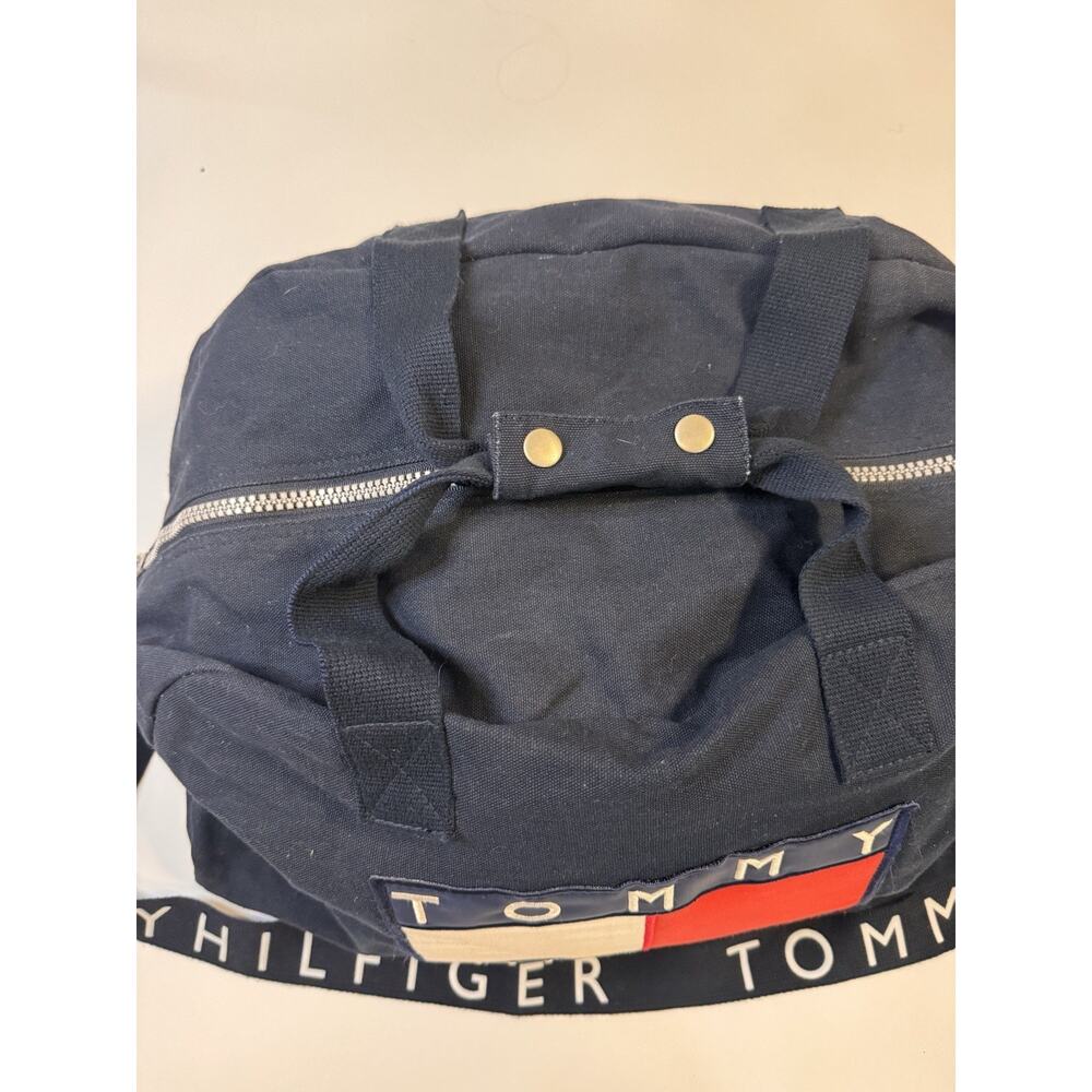 Tommy Hilfiger Bag Adult Large Blue Duffle Bag 90s Logo Canvas Distressed Mens - Picture 5 of 12